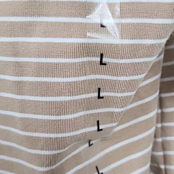 Jones New York Tan Stripe Lace Halter Top Shelf Bra Backless T-Shirt Large- NWOT - Picture 3 of 12